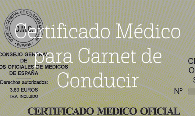 Certificado Médico para Carnet de Conducir